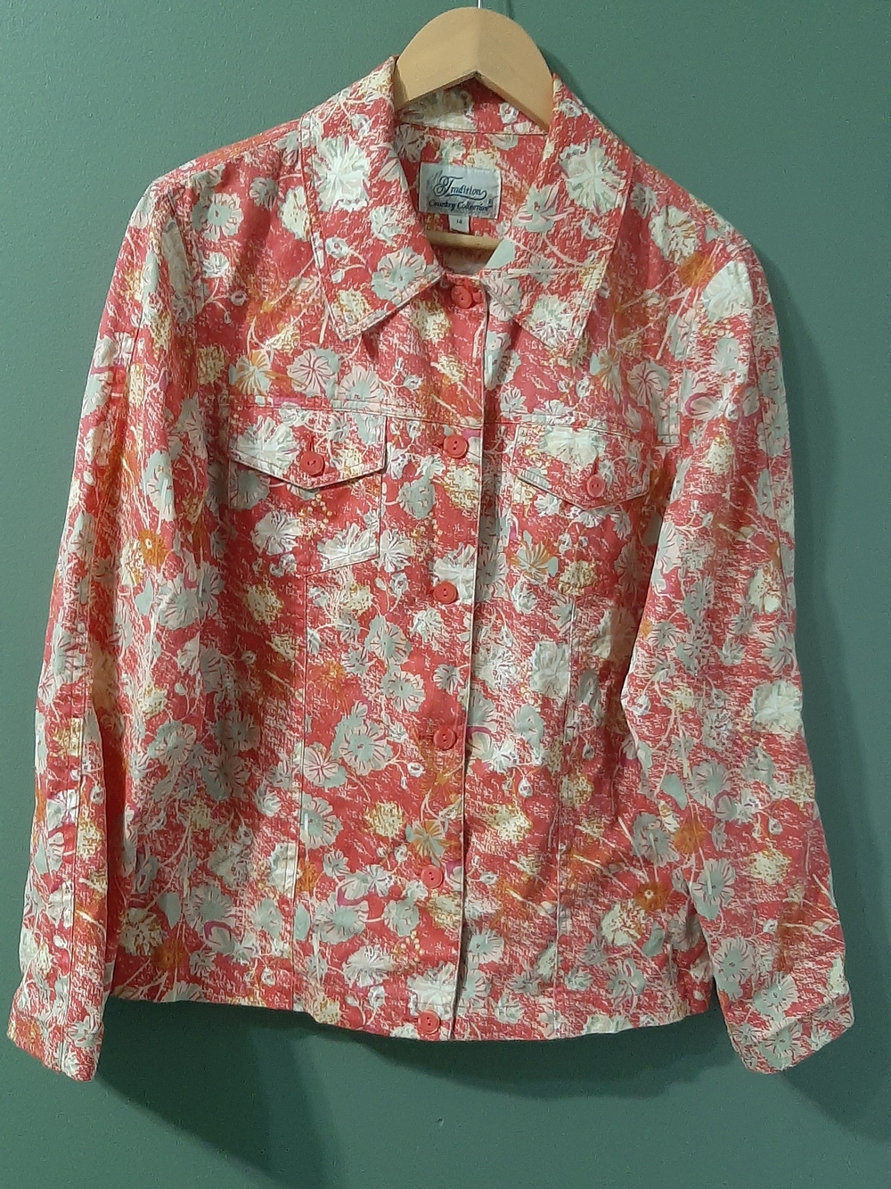 Tradition - Coral and White Floral Jacket